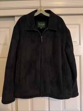 David Taylor Black Men's Suede-Look Jacket